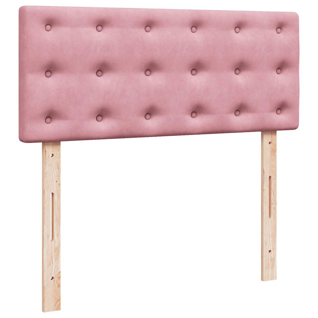 vidaXL Κρεβάτι Boxspring με Στρώμα Ροζ 120x190 εκ. Βελούδινο