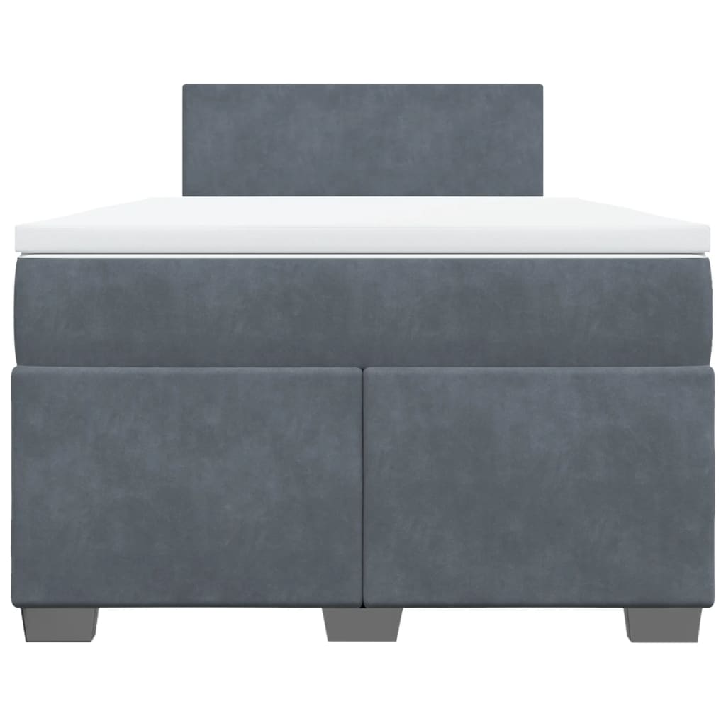 vidaXL Κρεβάτι Boxspring με Στρώμα Σκούρο Γκρι 120x200 εκ. Βελούδινο