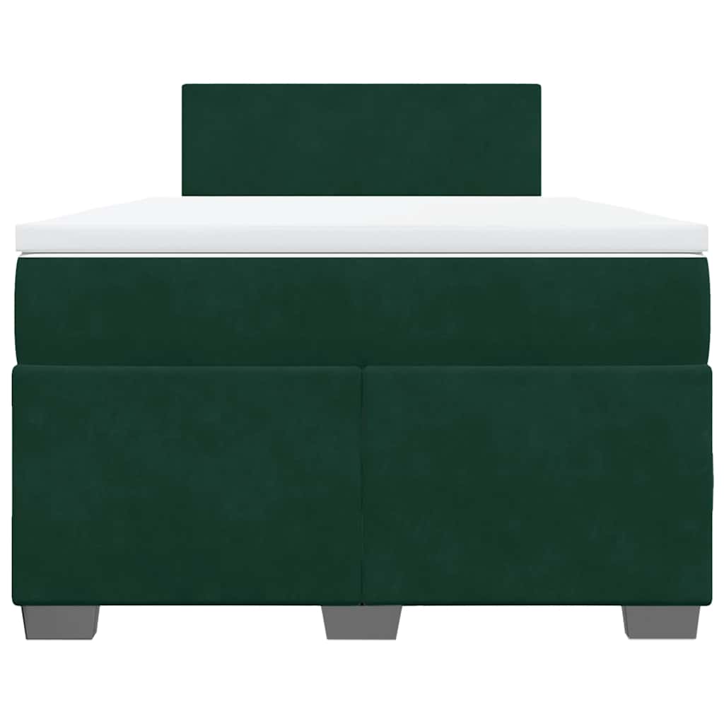 vidaXL Κρεβάτι Boxspring με Στρώμα Σκούρο Πράσινο 120x200εκ. Βελούδινο