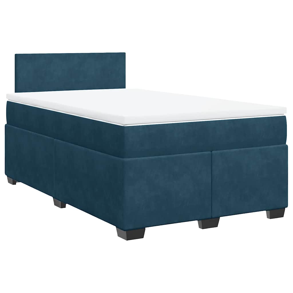 vidaXL Κρεβάτι Boxspring με Στρώμα Μπλε 120x200 εκ. Βελούδινο
