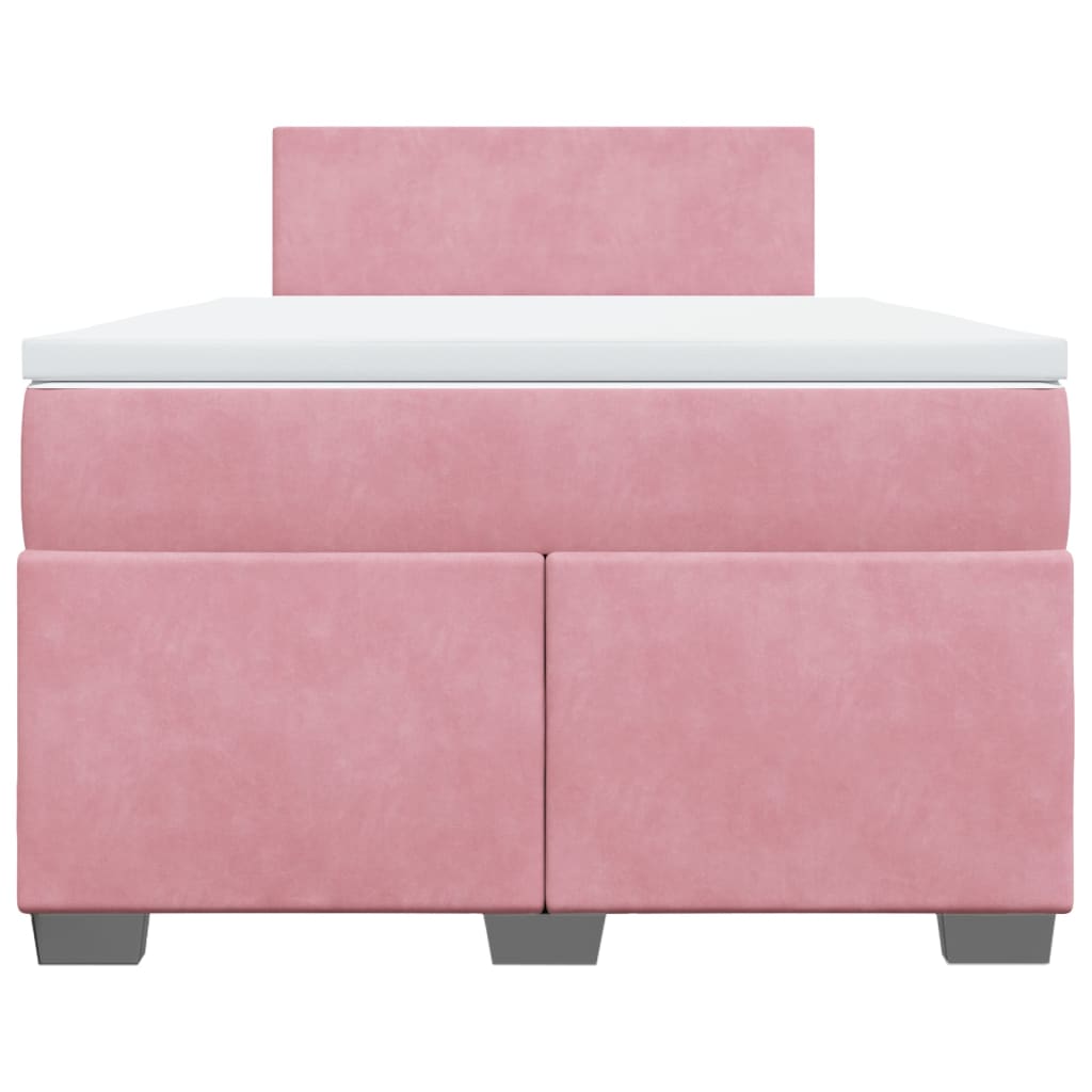 vidaXL Κρεβάτι Boxspring με Στρώμα Ροζ 120x200 εκ. Βελούδινο