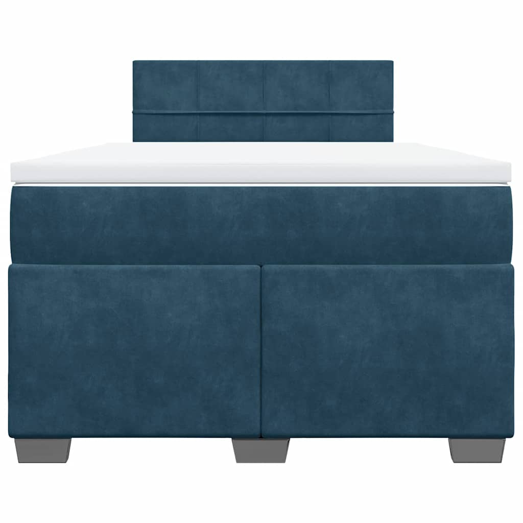 vidaXL Κρεβάτι Boxspring με Στρώμα Μπλε 120x200 εκ. Βελούδινο