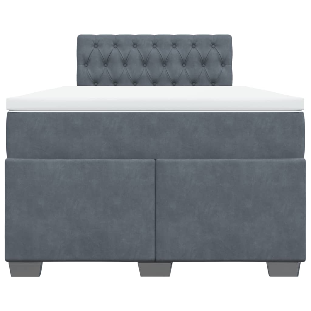 vidaXL Κρεβάτι Boxspring με Στρώμα Σκούρο Γκρι 120x200 εκ. Βελούδινο
