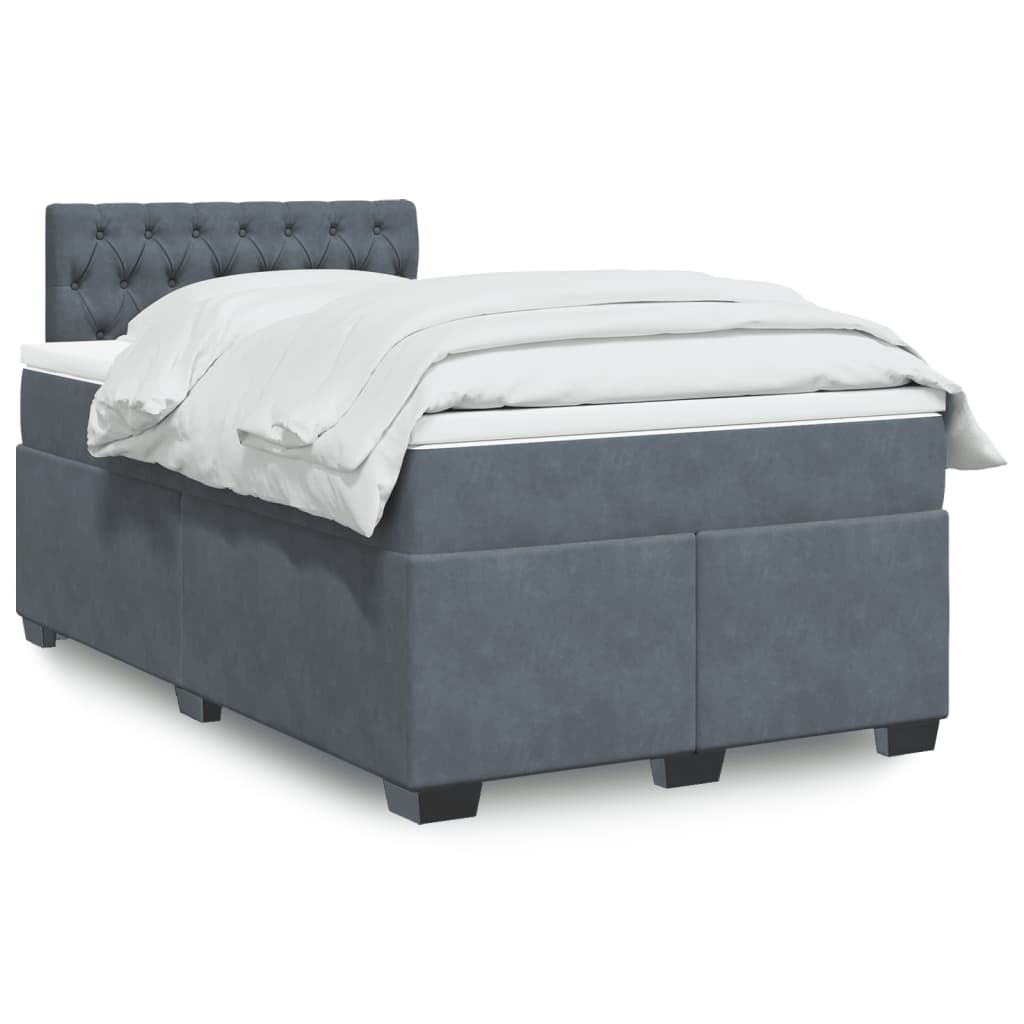 vidaXL Κρεβάτι Boxspring με Στρώμα Σκούρο Γκρι 120x200 εκ. Βελούδινο