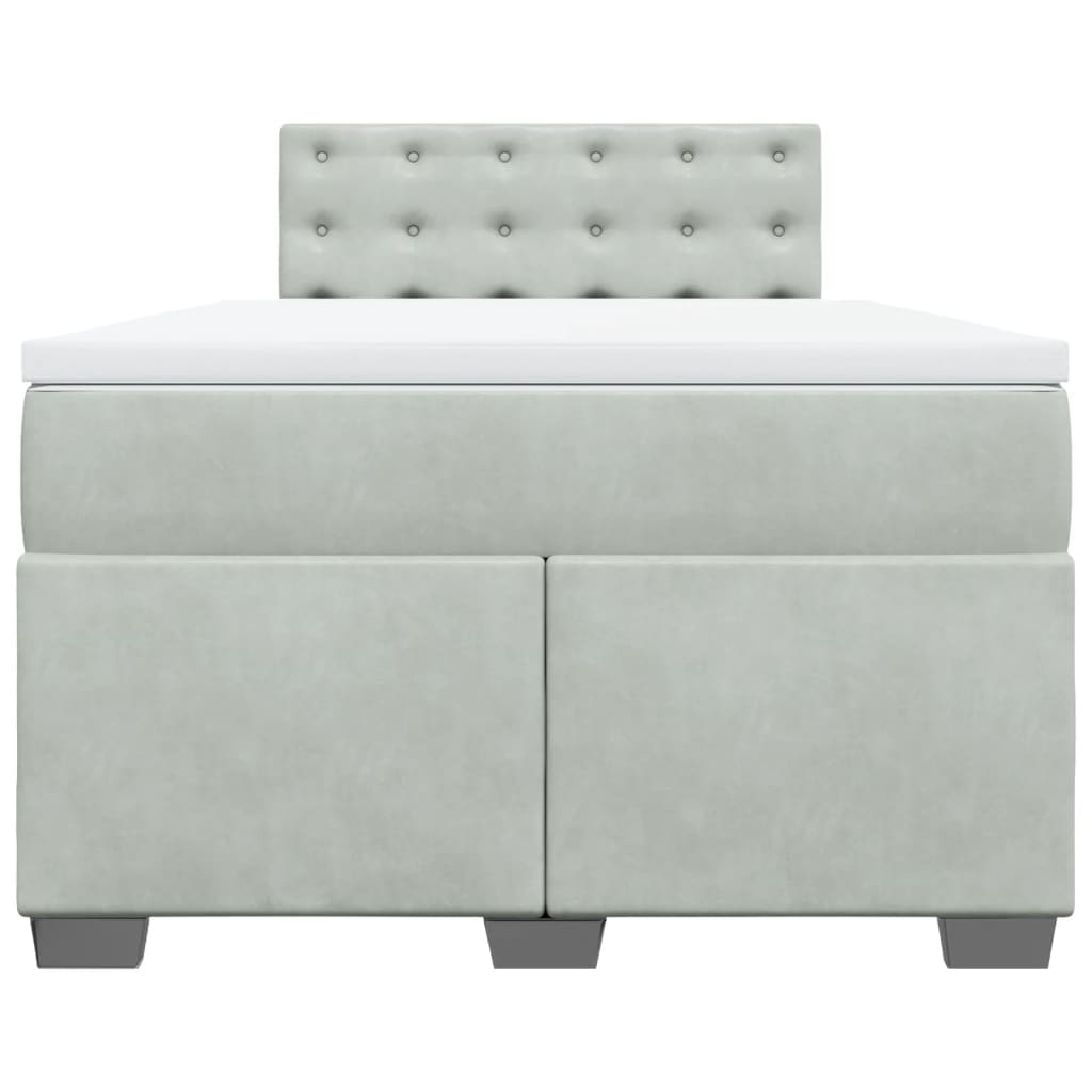 vidaXL Κρεβάτι Boxspring με Στρώμα Ανοιχτό Γκρι 120x200 εκ. Βελούδινο