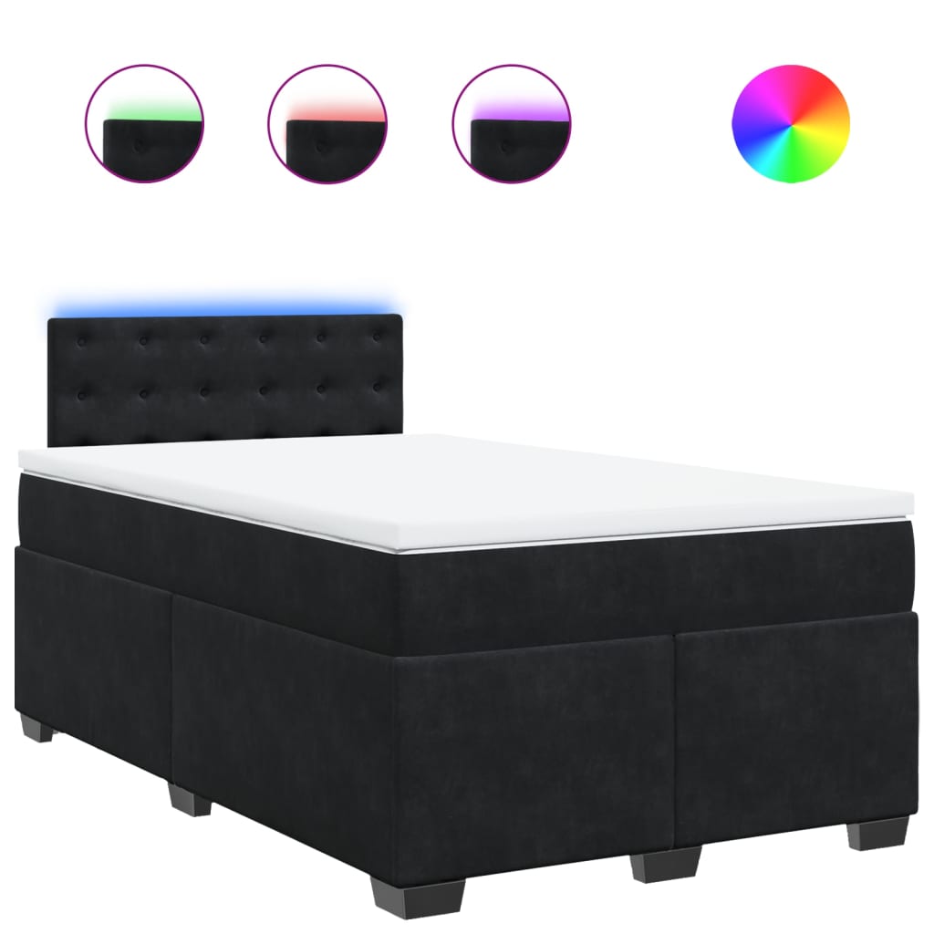 vidaXL Κρεβάτι Boxspring με Στρώμα Μαύρο 120 x 200 εκ. Βελούδινο