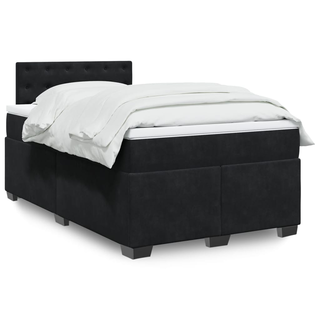 vidaXL Κρεβάτι Boxspring με Στρώμα Μαύρο 120 x 200 εκ. Βελούδινο