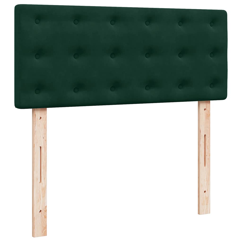 vidaXL Κρεβάτι Boxspring με Στρώμα Σκούρο Πράσινο 120x200εκ. Βελούδινο