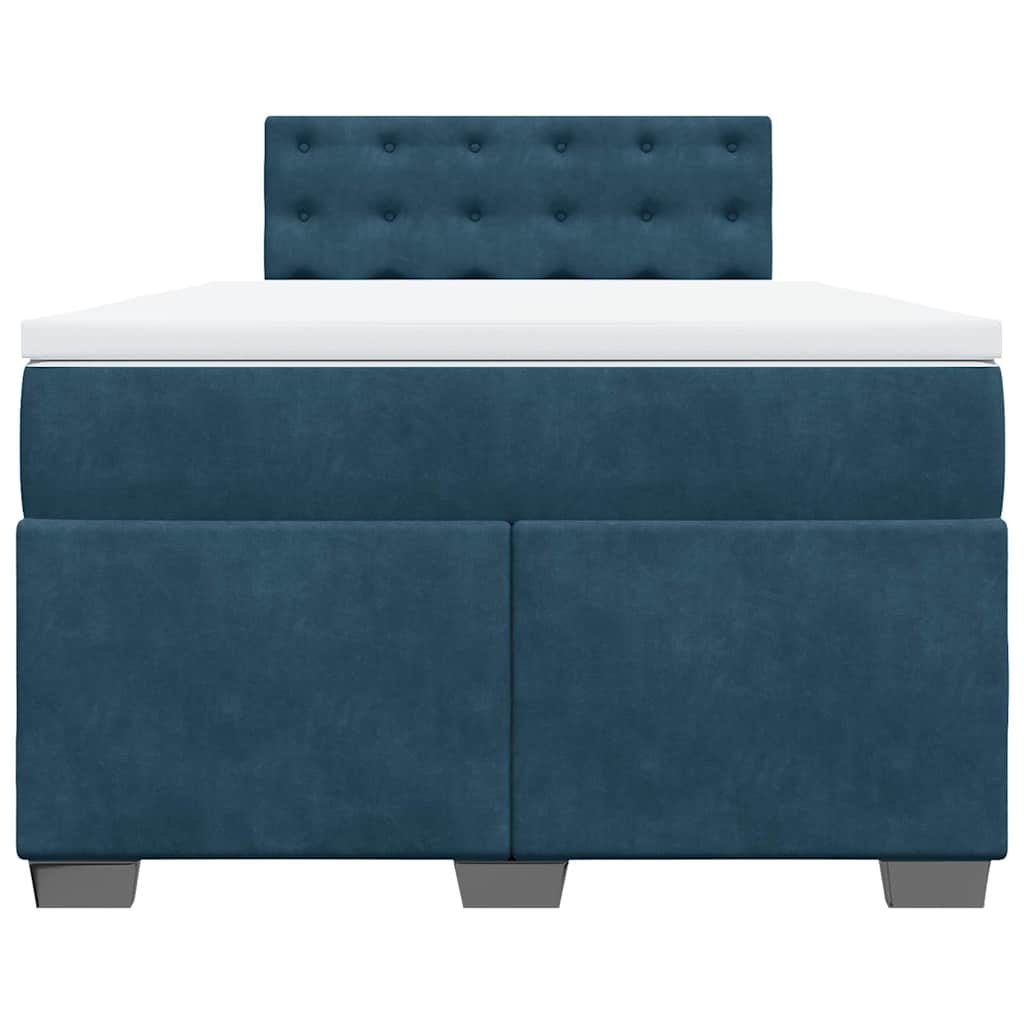 vidaXL Κρεβάτι Boxspring με Στρώμα Μπλε 120x200 εκ. Βελούδινο