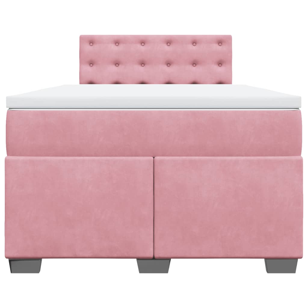vidaXL Κρεβάτι Boxspring με Στρώμα Ροζ 120x200 εκ. Βελούδινο