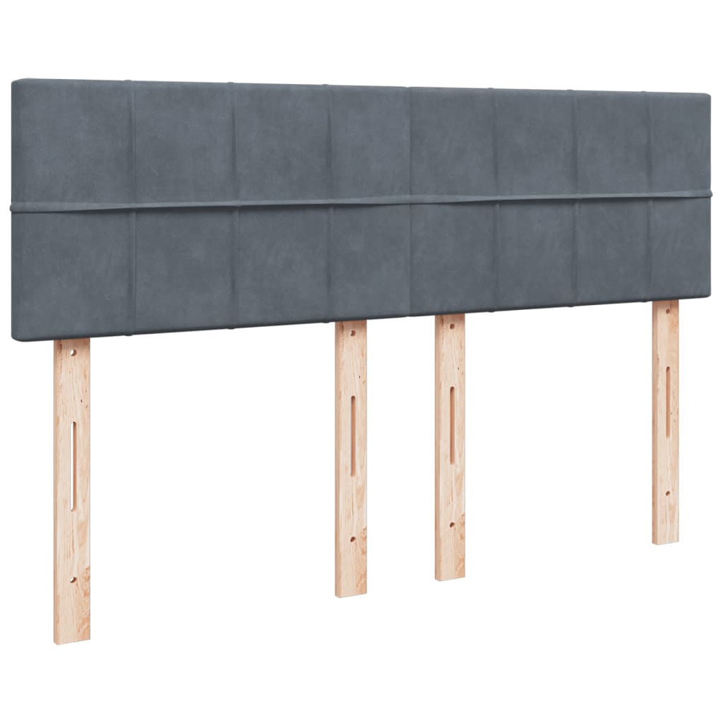 vidaXL Κρεβάτι Boxspring με Στρώμα Σκούρο Γκρι 140x190 εκ. Βελούδινο