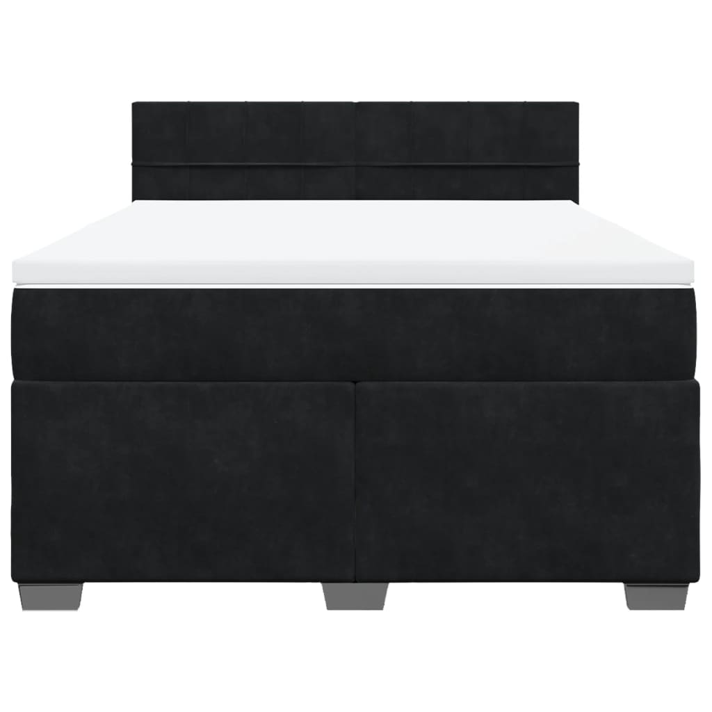 vidaXL Κρεβάτι Boxspring με Στρώμα Μαύρο 140x190 εκ. Βελούδινο
