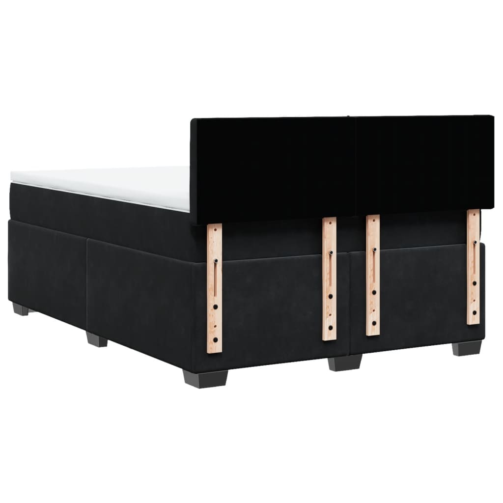 vidaXL Κρεβάτι Boxspring με Στρώμα Μαύρο 140x190 εκ. Βελούδινο