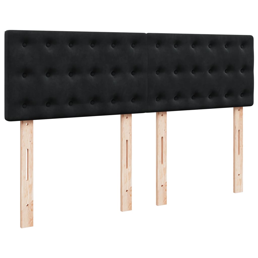 vidaXL Κρεβάτι Boxspring με Στρώμα Μαύρο 140x190 εκ. Βελούδινο
