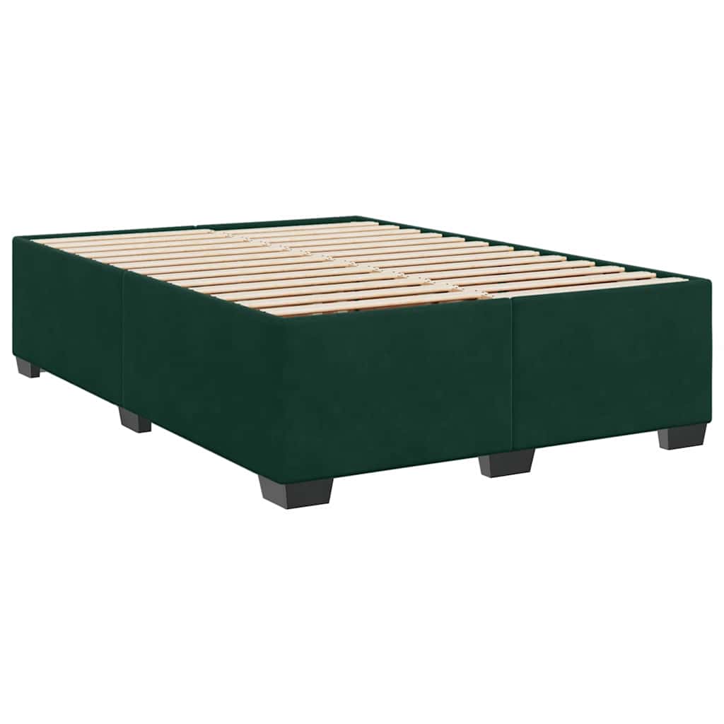 vidaXL Κρεβάτι Boxspring με Στρώμα Σκούρο Πράσινο 140x190εκ. Βελούδινο