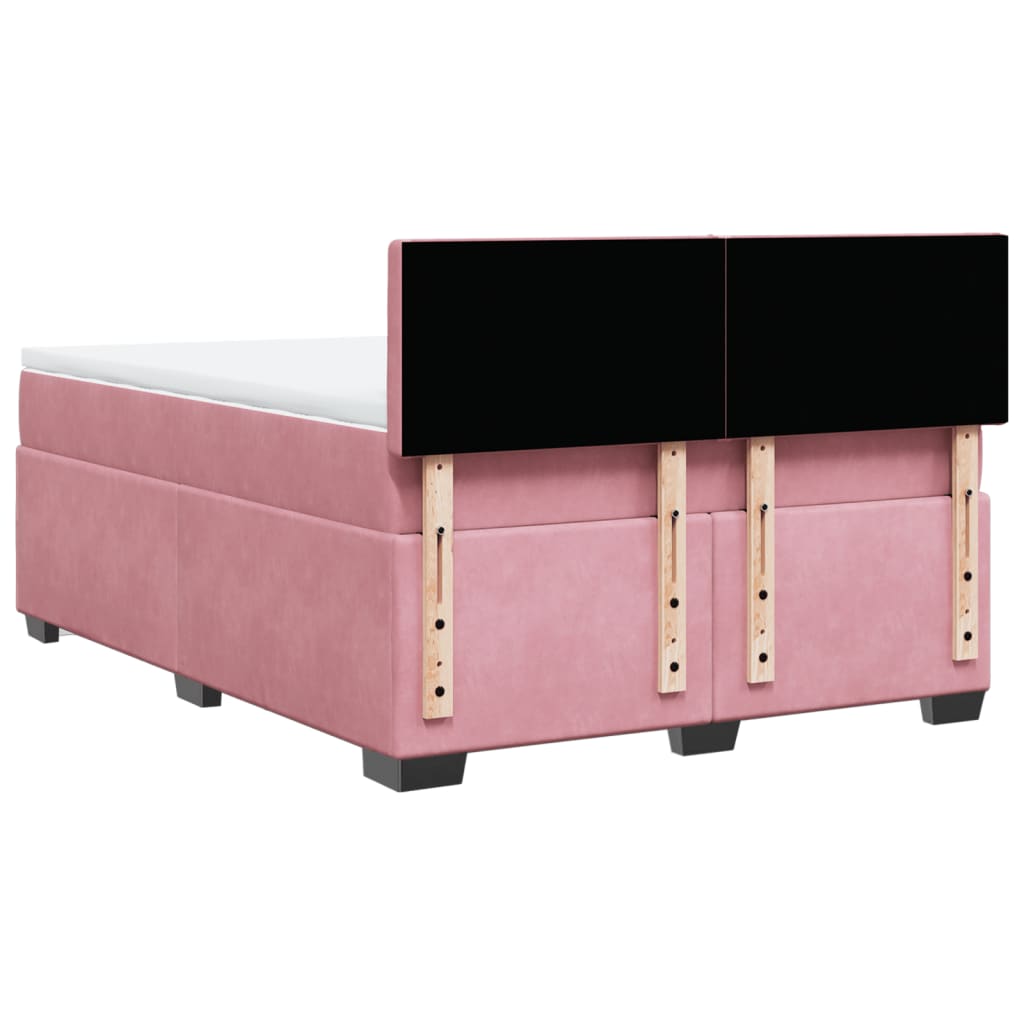 vidaXL Κρεβάτι Boxspring με Στρώμα Ροζ 140x190 εκ. Βελούδινο