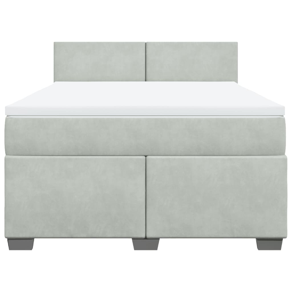 vidaXL Κρεβάτι Boxspring με Στρώμα Ανοιχτό Γκρι 140x200 εκ. Βελούδινο