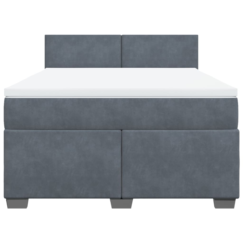 vidaXL Κρεβάτι Boxspring με Στρώμα Σκούρο Γκρι 140x200 εκ. Βελούδινο