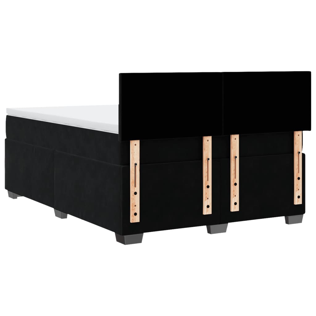 vidaXL Κρεβάτι Boxspring με Στρώμα Μαύρο 140x200 εκ. Βελούδινο