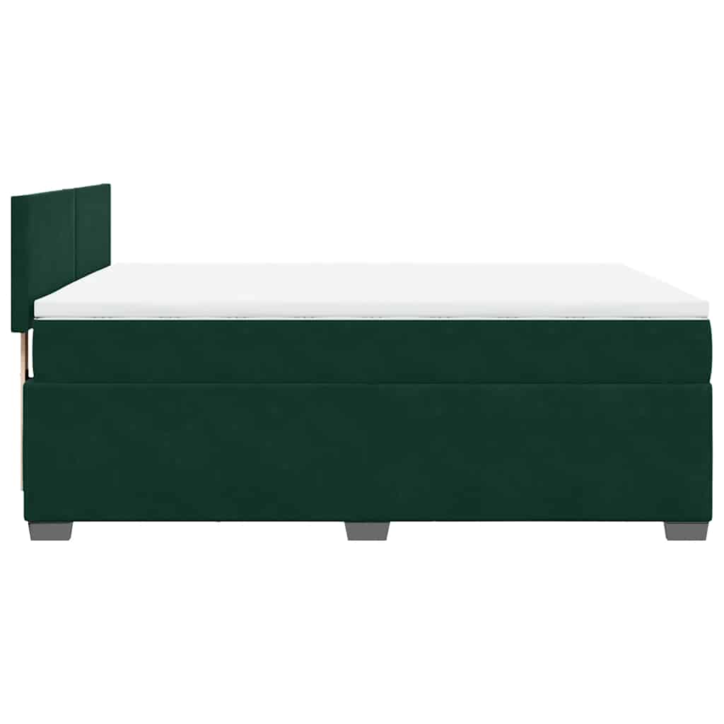 vidaXL Κρεβάτι Boxspring με Στρώμα Σκούρο Πράσινο 140x200εκ. Βελούδινο