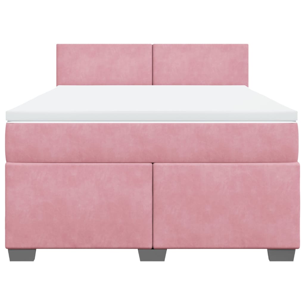 vidaXL Κρεβάτι Boxspring με Στρώμα Ροζ 140x200 εκ. Βελούδινο