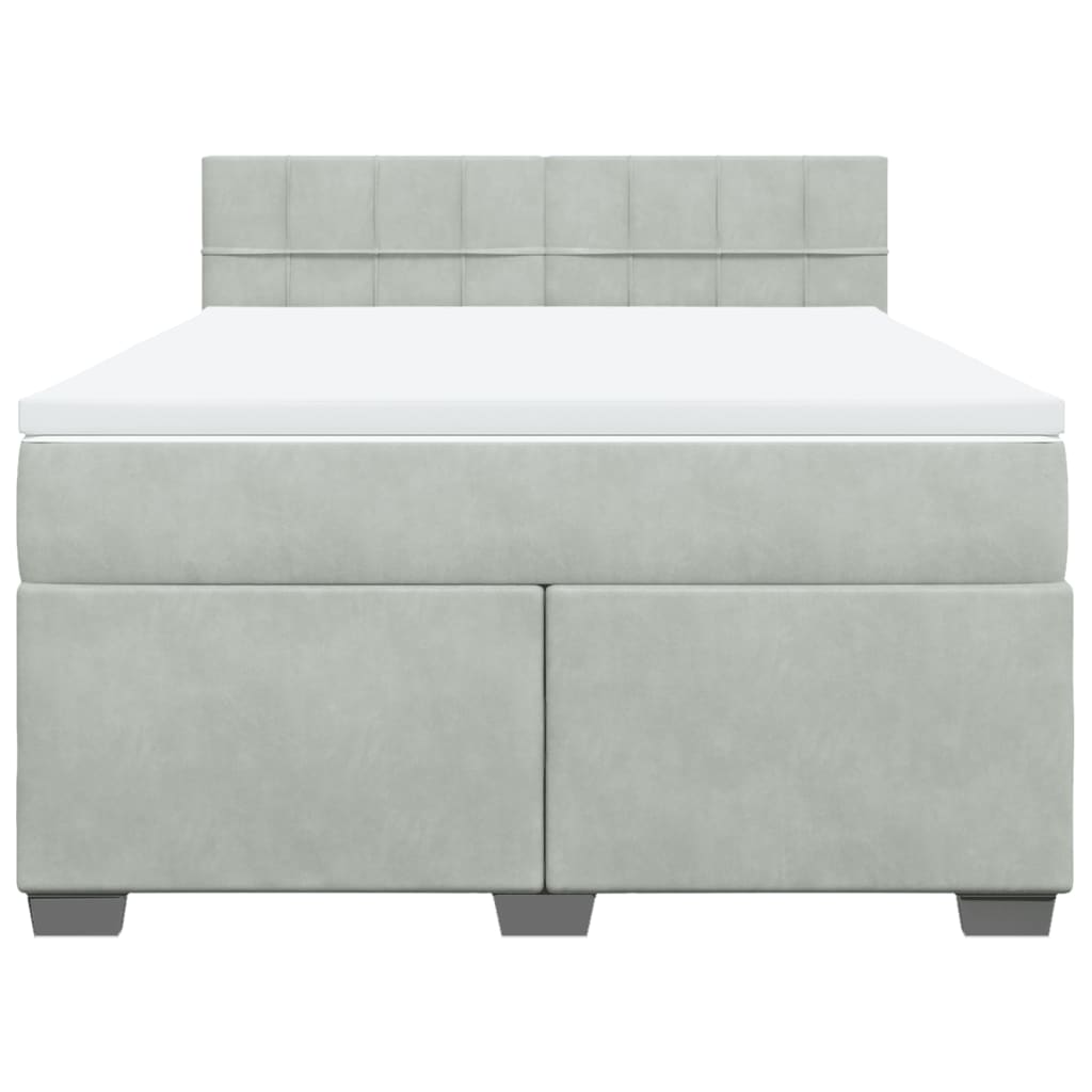 vidaXL Κρεβάτι Boxspring με Στρώμα Ανοιχτό Γκρι 140x200 εκ. Βελούδινο