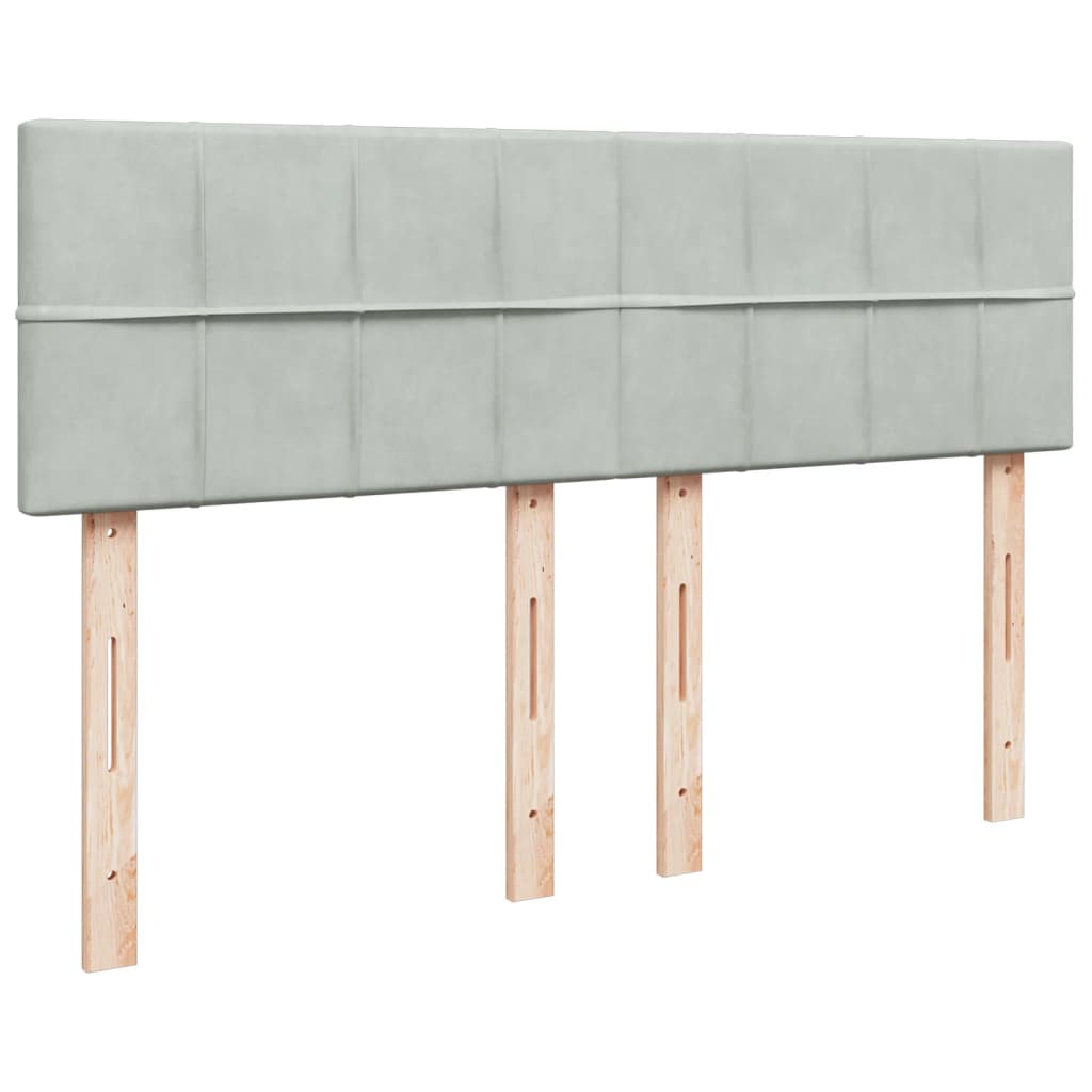 vidaXL Κρεβάτι Boxspring με Στρώμα Ανοιχτό Γκρι 140x200 εκ. Βελούδινο