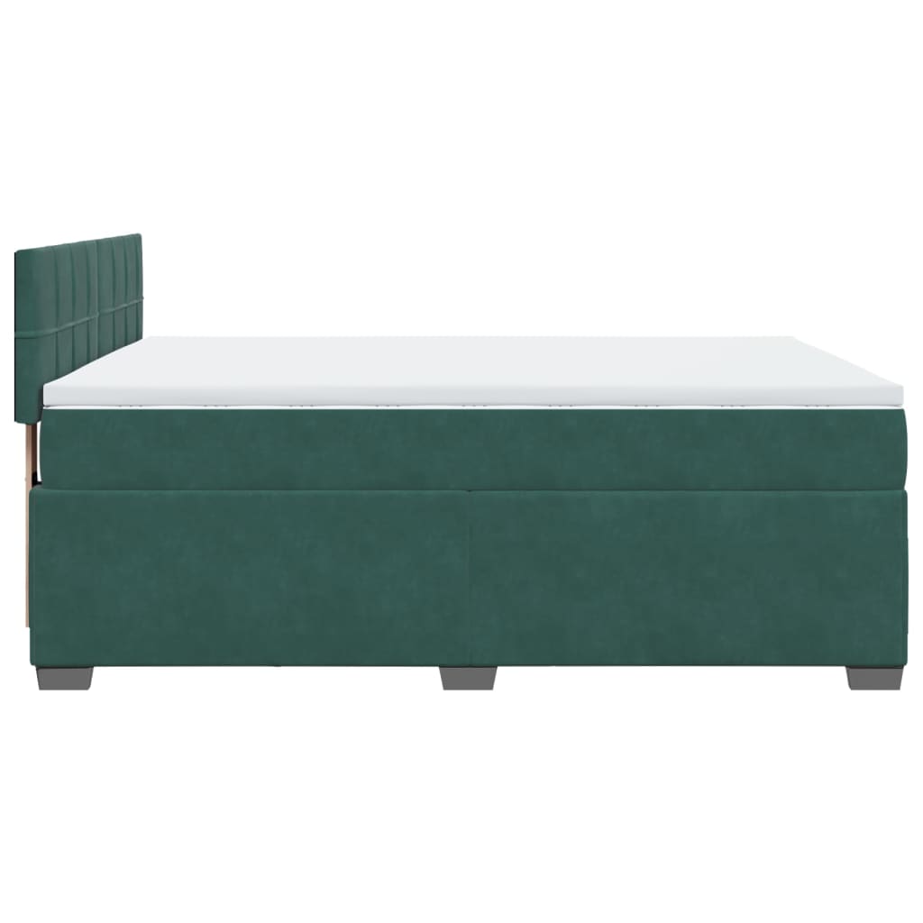 vidaXL Κρεβάτι Boxspring με Στρώμα Σκούρο Πράσινο 140x200εκ. Βελούδινο