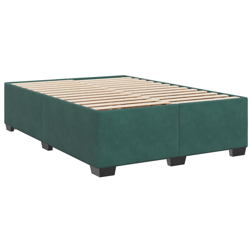 vidaXL Κρεβάτι Boxspring με Στρώμα Σκούρο Πράσινο 140x200εκ. Βελούδινο