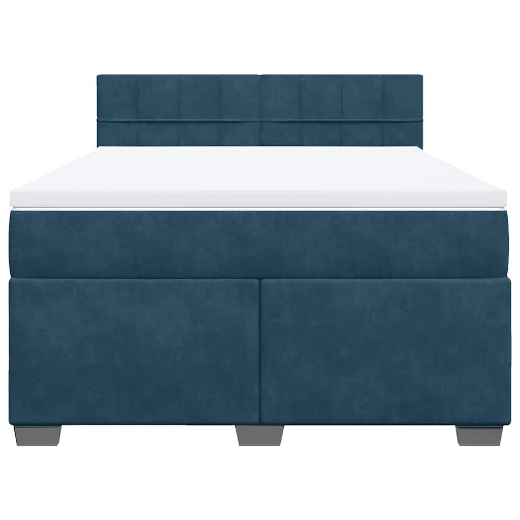 vidaXL Κρεβάτι Boxspring με Στρώμα Μπλε 140x200 εκ. Βελούδινο