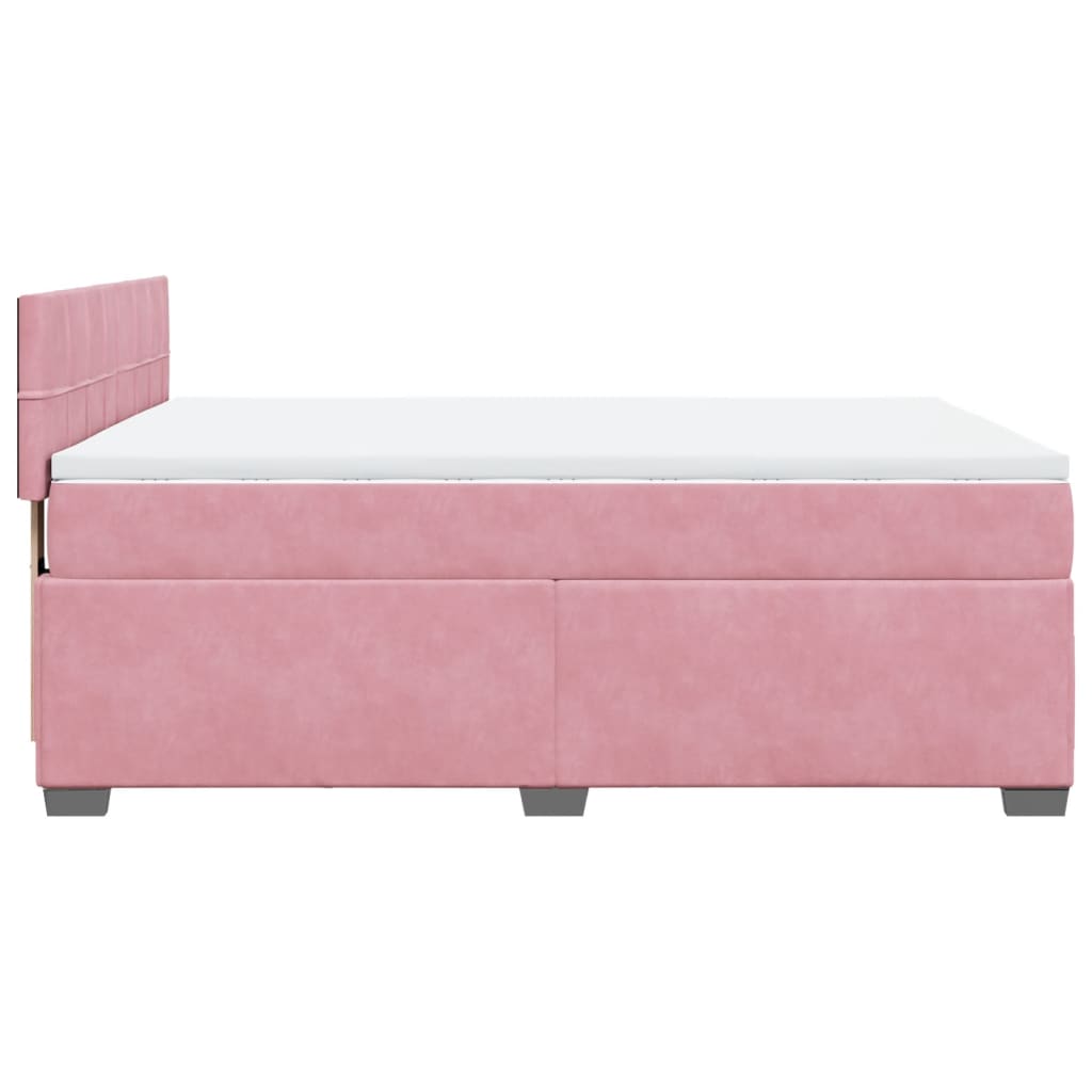 vidaXL Κρεβάτι Boxspring με Στρώμα Ροζ 140x200 εκ. Βελούδινο