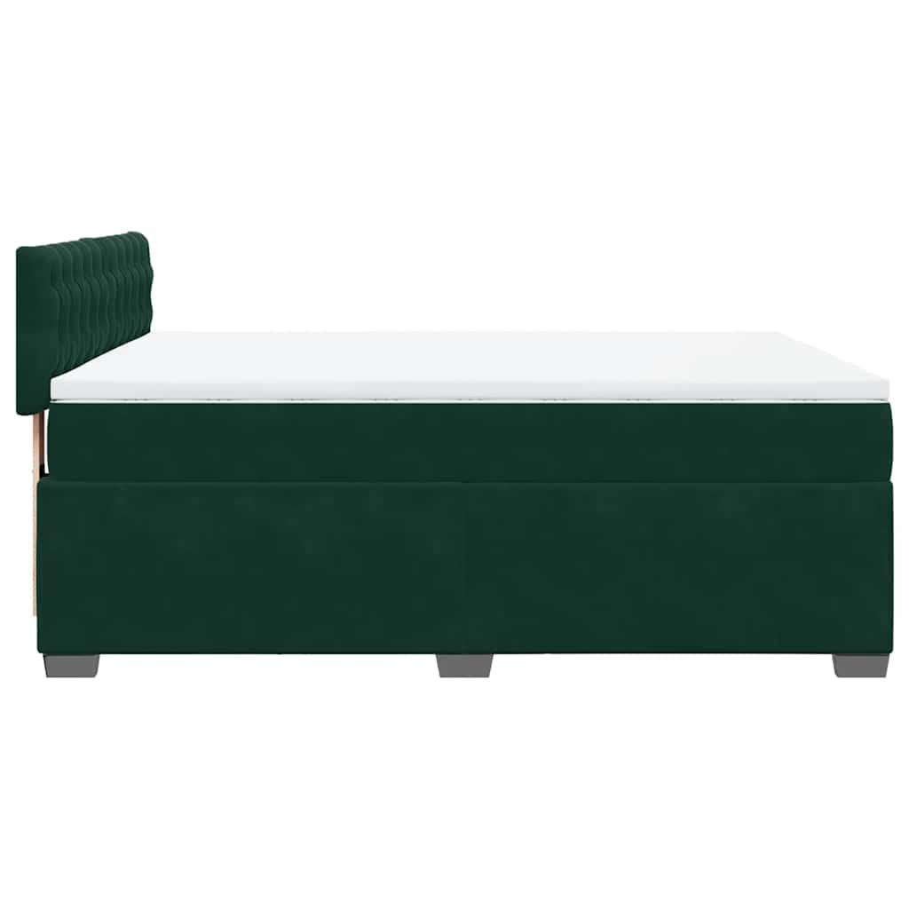 vidaXL Κρεβάτι Boxspring με Στρώμα Σκούρο Πράσινο 140x200εκ. Βελούδινο