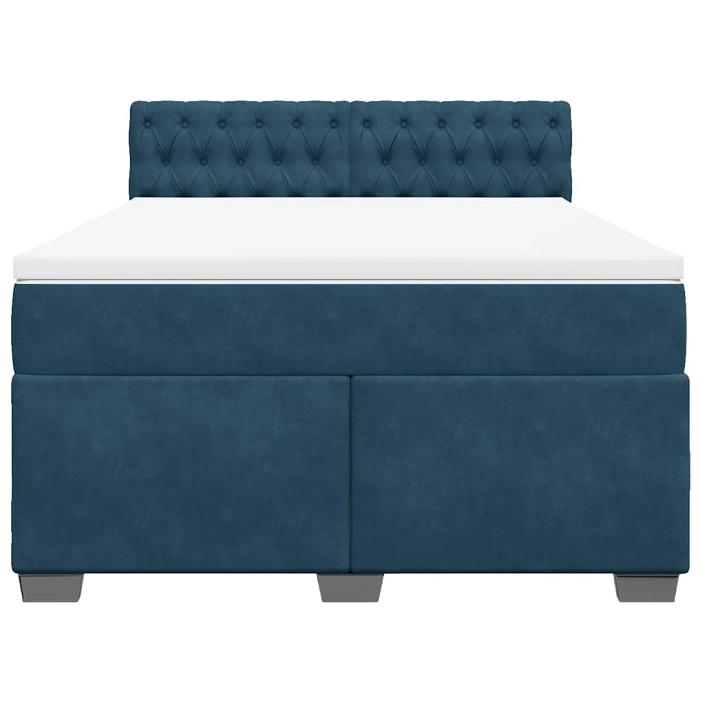 vidaXL Κρεβάτι Boxspring με Στρώμα Μπλε 140x200 εκ. Βελούδινο