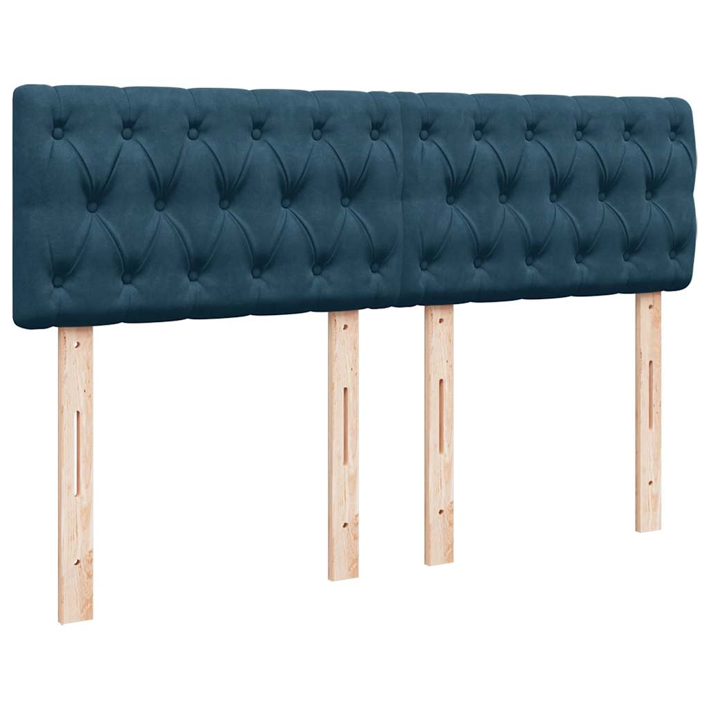 vidaXL Κρεβάτι Boxspring με Στρώμα Μπλε 140x200 εκ. Βελούδινο
