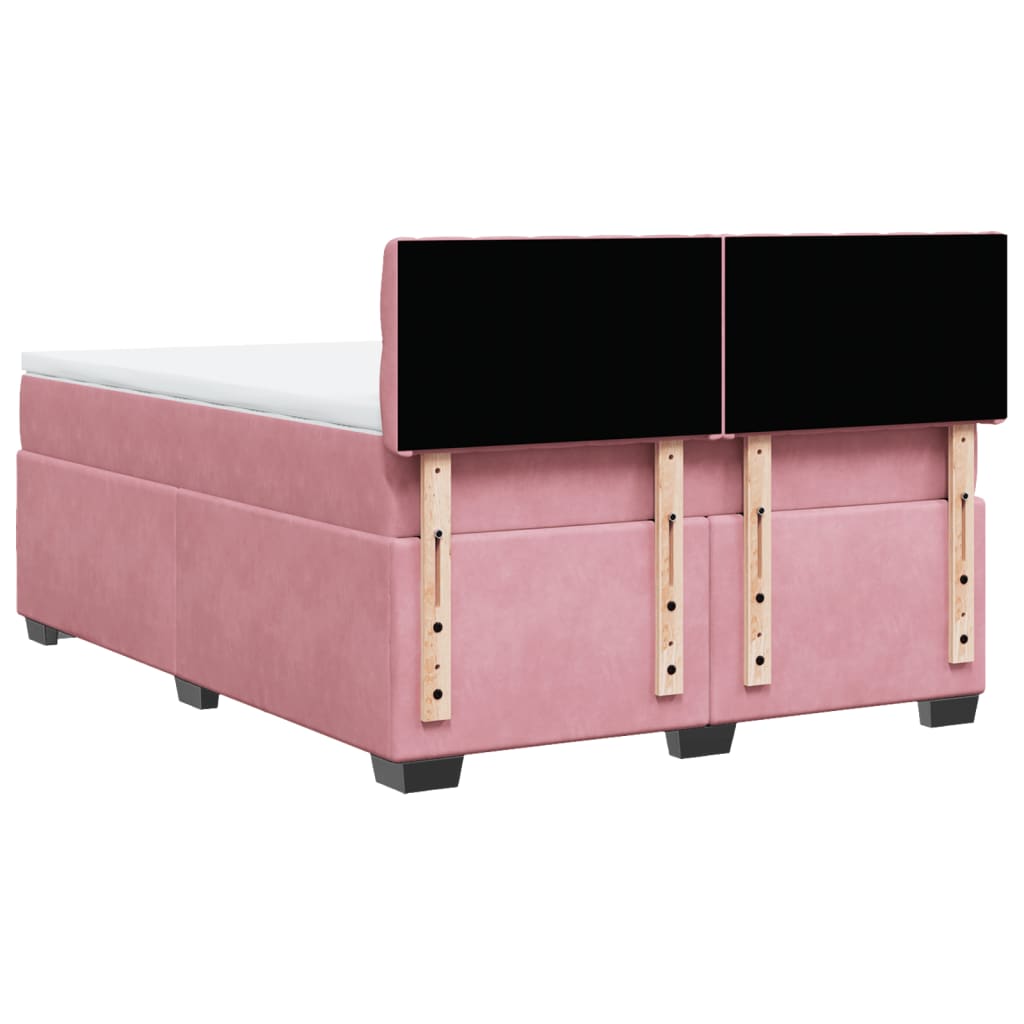 vidaXL Κρεβάτι Boxspring με Στρώμα Ροζ 140x200 εκ. Βελούδινο