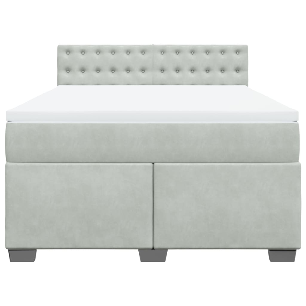 vidaXL Κρεβάτι Boxspring με Στρώμα Ανοιχτό Γκρι 140x200 εκ. Βελούδινο