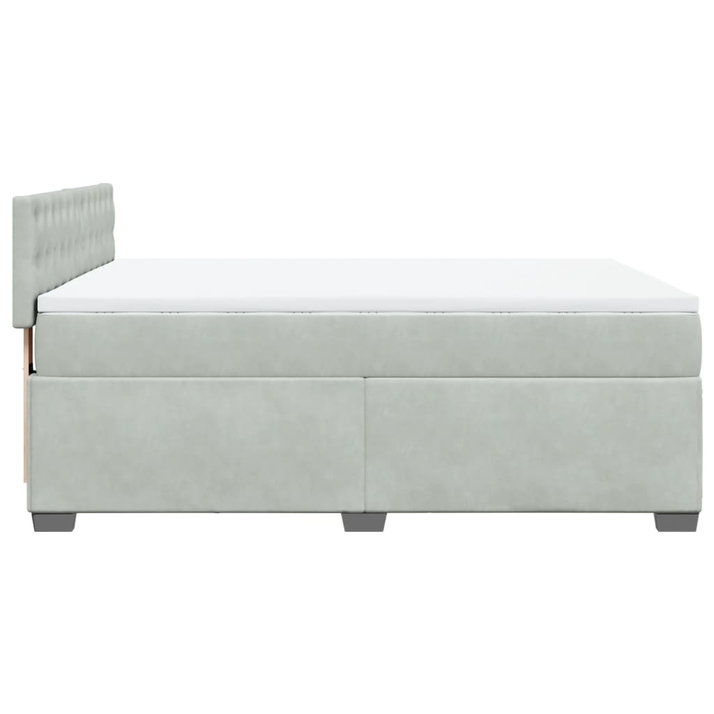 vidaXL Κρεβάτι Boxspring με Στρώμα Ανοιχτό Γκρι 140x200 εκ. Βελούδινο
