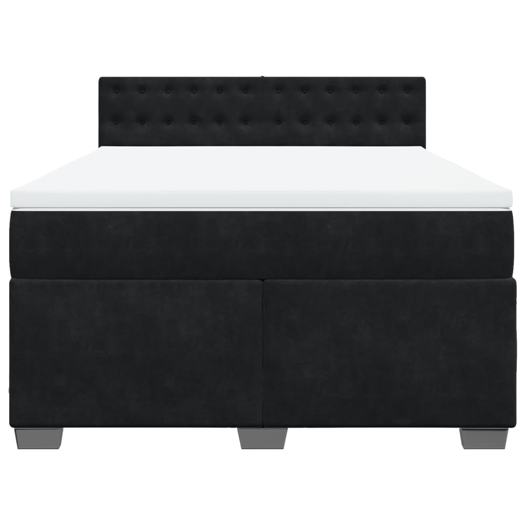 vidaXL Κρεβάτι Boxspring με Στρώμα Μαύρο 140x200 εκ. Βελούδινο