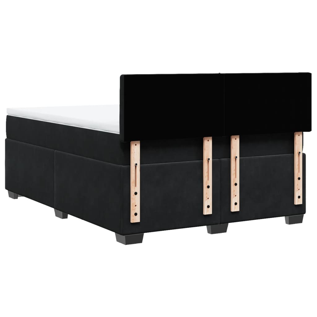 vidaXL Κρεβάτι Boxspring με Στρώμα Μαύρο 140x200 εκ. Βελούδινο