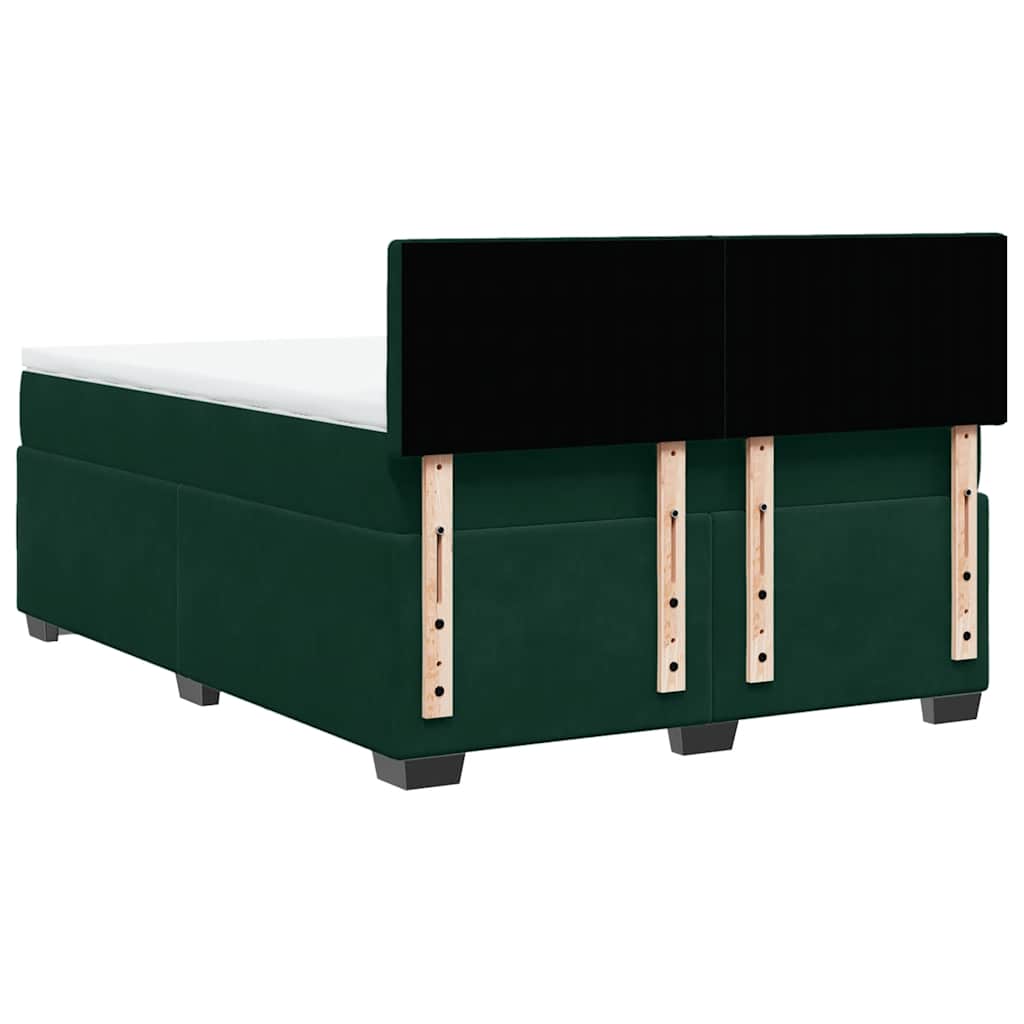 vidaXL Κρεβάτι Boxspring με Στρώμα Σκούρο Πράσινο 140x200εκ. Βελούδινο