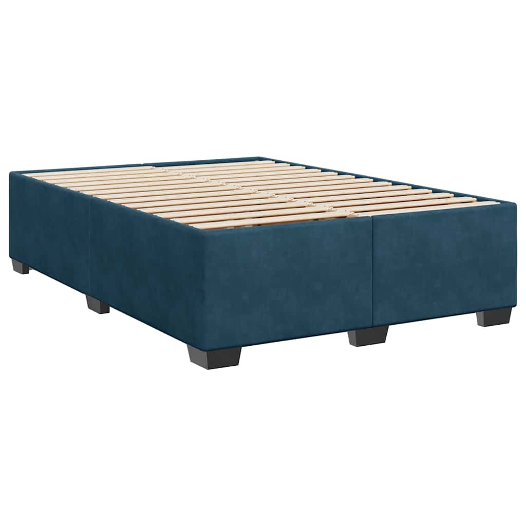 vidaXL Κρεβάτι Boxspring με Στρώμα Μπλε 140x200 εκ. Βελούδινο
