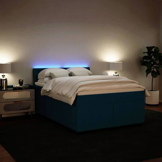 vidaXL Κρεβάτι Boxspring με Στρώμα Μπλε 140x200 εκ. Βελούδινο