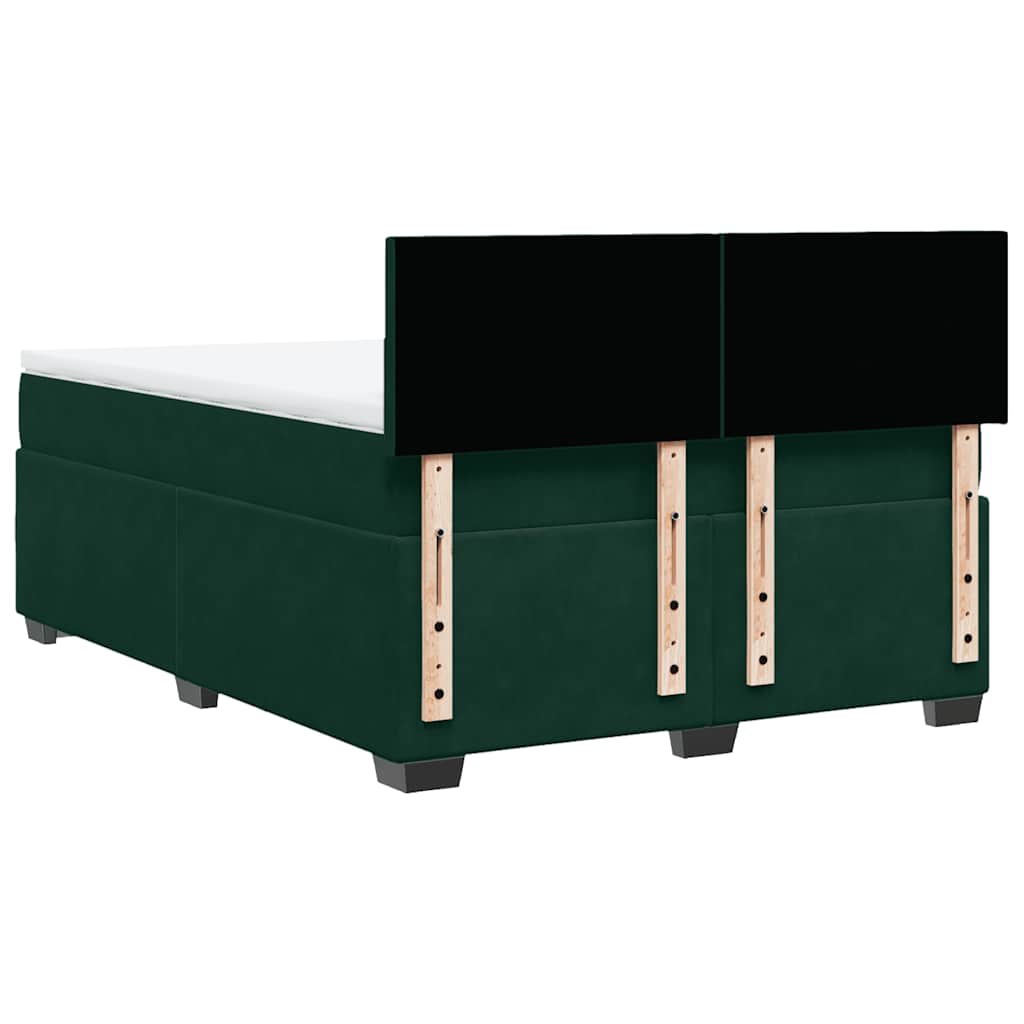 vidaXL Κρεβάτι Boxspring με Στρώμα Σκούρο Πράσινο 160x200εκ. Βελούδινο