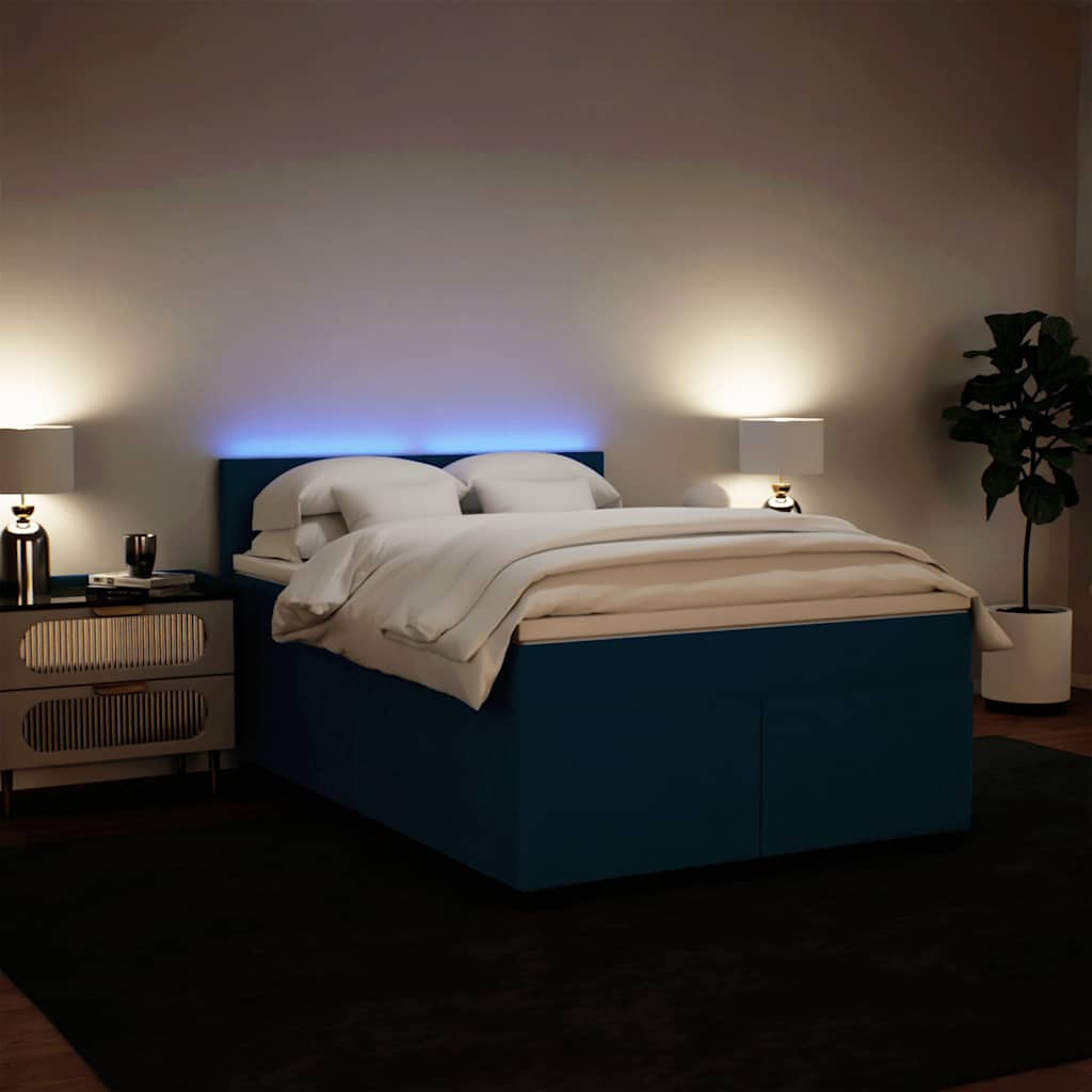 vidaXL Κρεβάτι Boxspring με Στρώμα Μπλε 160x200 εκ. Βελούδινο