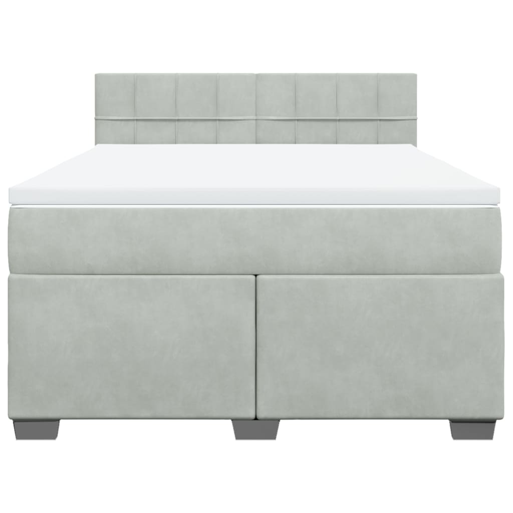 vidaXL Κρεβάτι Boxspring με Στρώμα Ανοιχτό Γκρι 160x200 εκ. Βελούδινο