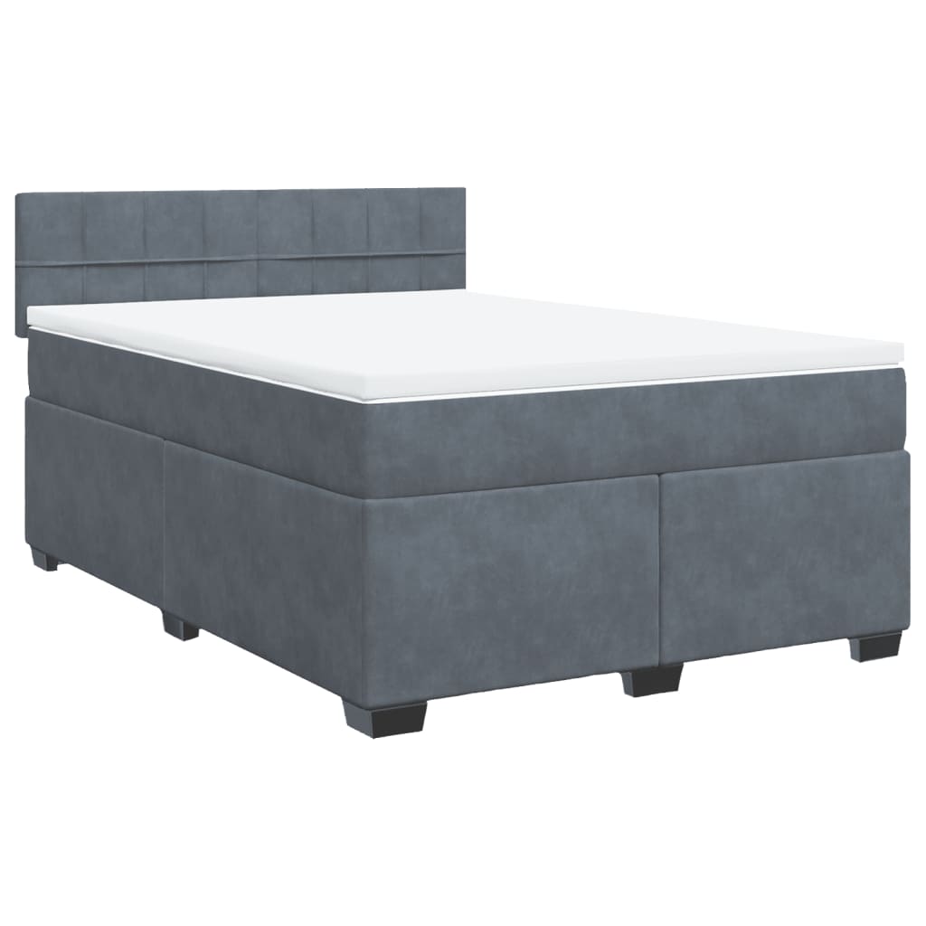 vidaXL Κρεβάτι Boxspring με Στρώμα Σκούρο Γκρι 160x200 εκ. Βελούδινο