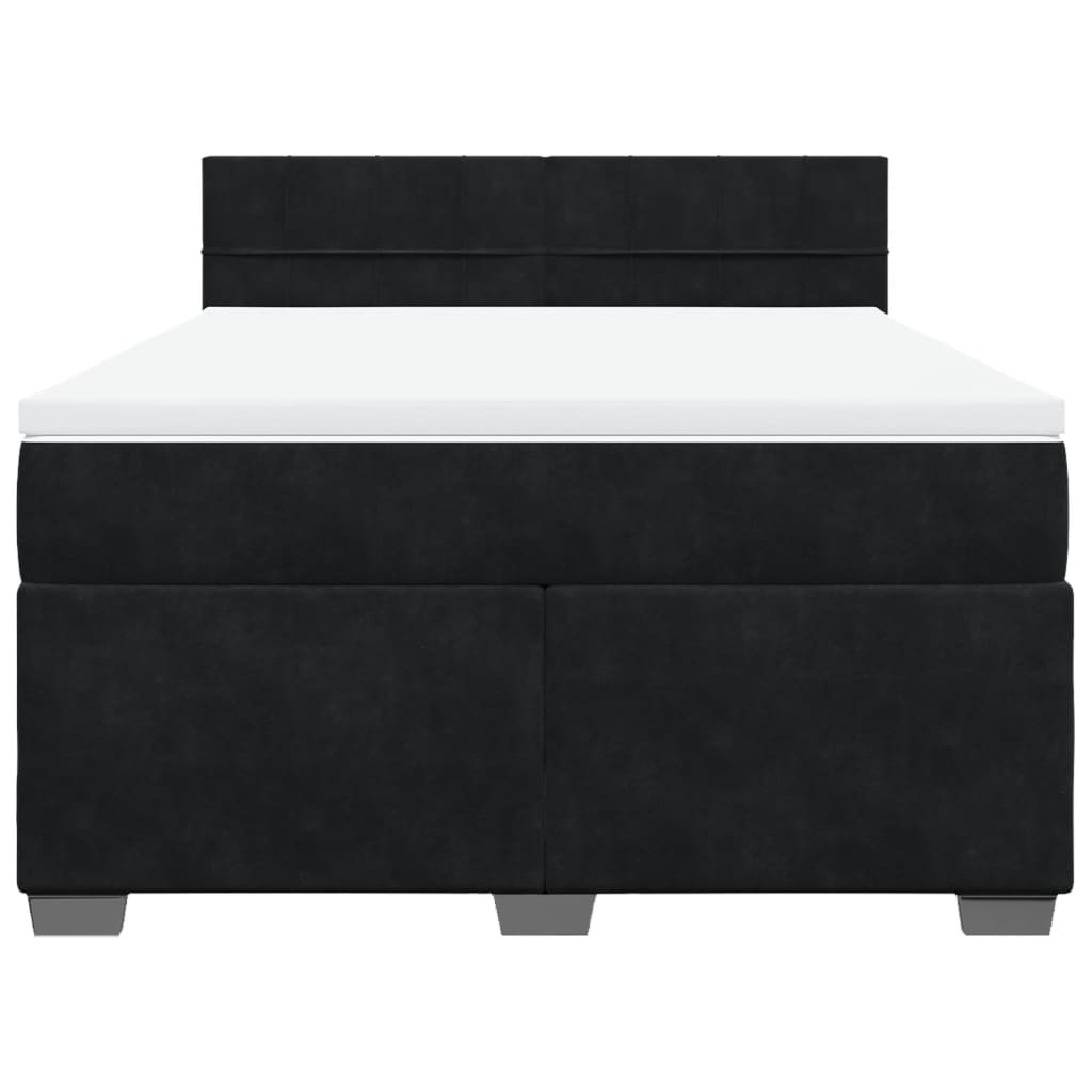 vidaXL Κρεβάτι Boxspring με Στρώμα Μαύρο 160x200 εκ. Βελούδινο