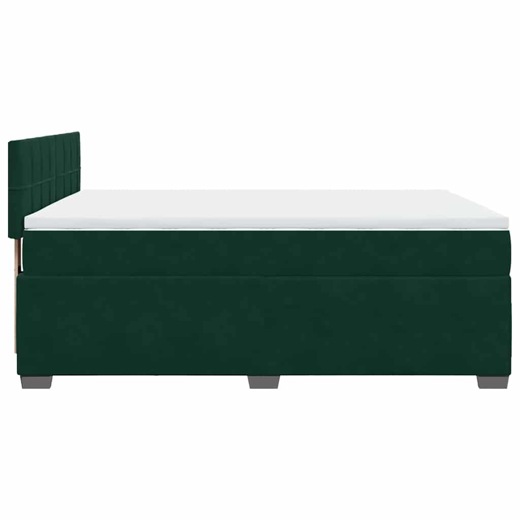 vidaXL Κρεβάτι Boxspring με Στρώμα Σκούρο Πράσινο 160x200εκ. Βελούδινο