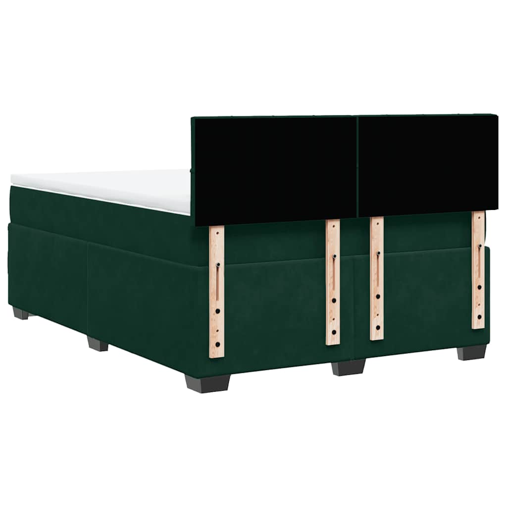 vidaXL Κρεβάτι Boxspring με Στρώμα Σκούρο Πράσινο 160x200εκ. Βελούδινο