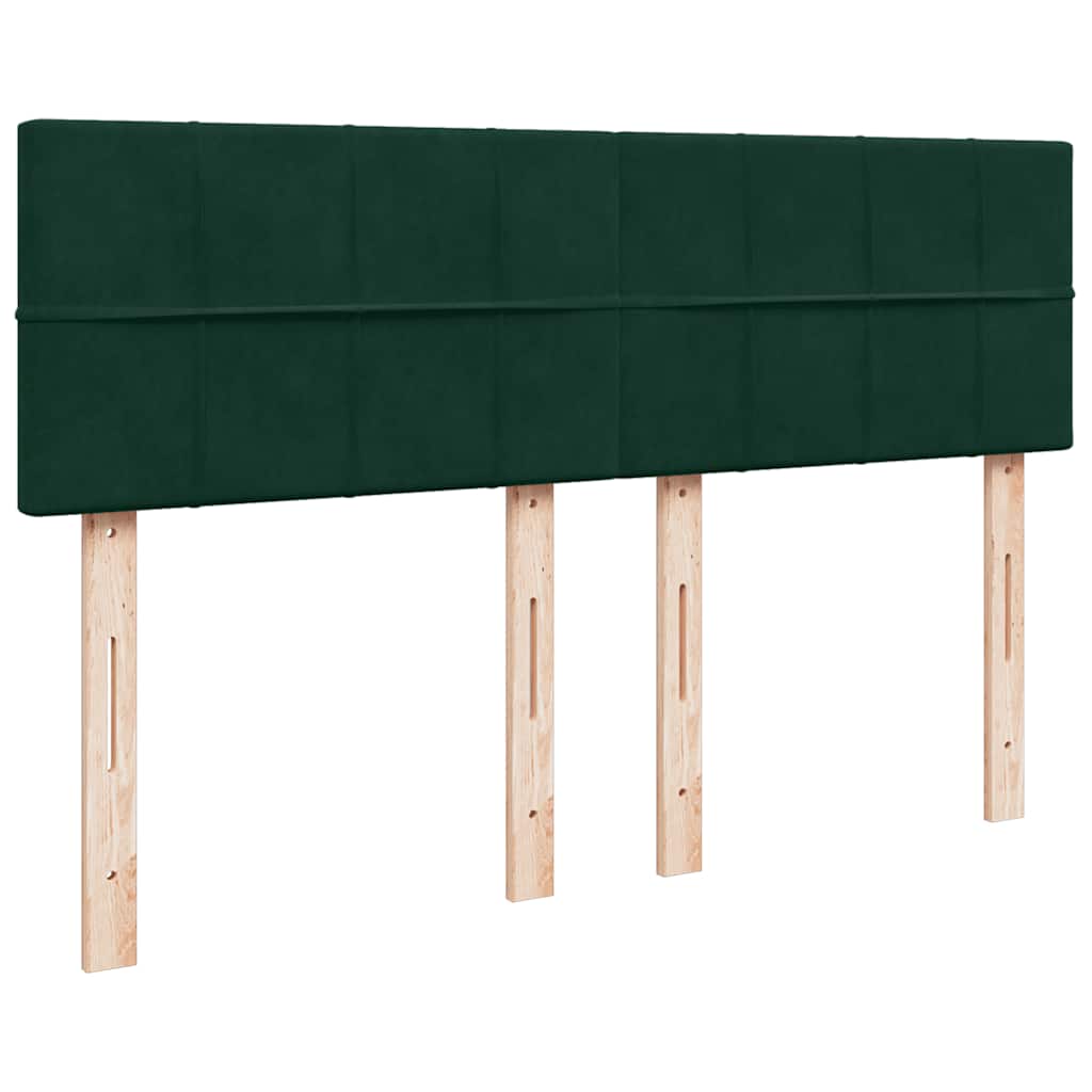 vidaXL Κρεβάτι Boxspring με Στρώμα Σκούρο Πράσινο 160x200εκ. Βελούδινο